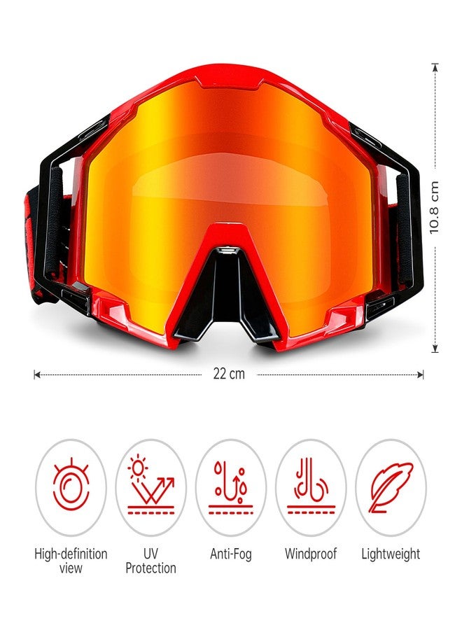 NENKI Dirt Bike Goggles Motocross Goggles with Nose Cover MX Goggles ATV Off Road Dirtbike Goggles for Unisex Adult (Red Lens) - Image 2