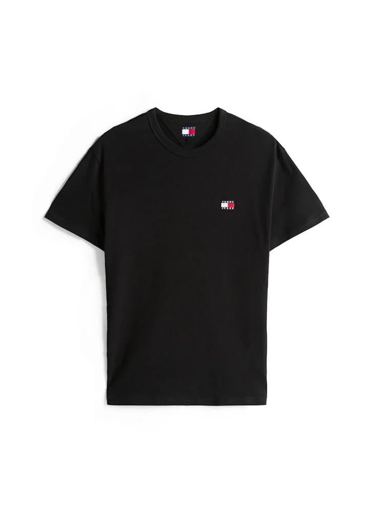 Tommy Jeans Black Tommy Flag Crew Neck T-Shirt for Men | Best Price UAE