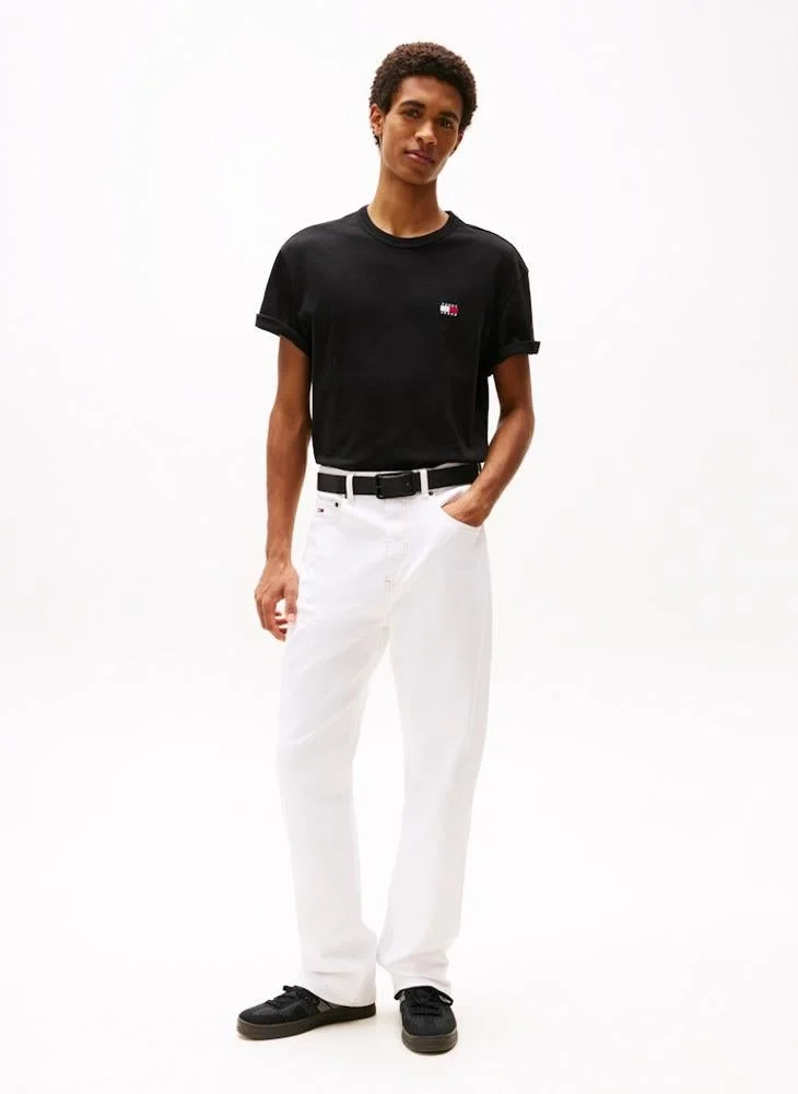 Tommy Jeans Black Tommy Flag Crew Neck T-Shirt for Men | Best Price UAE