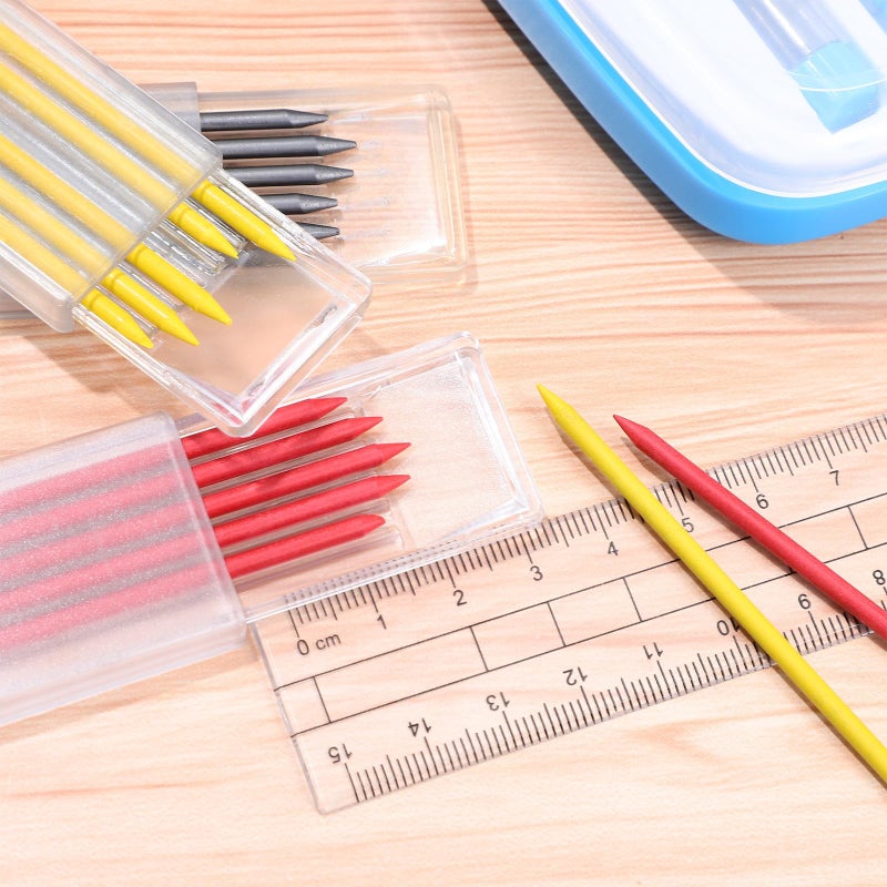 24 Pcs Carpenter Pencil Lead Refills High Hardness Smooth Writing Yellow Red Black - Image 4