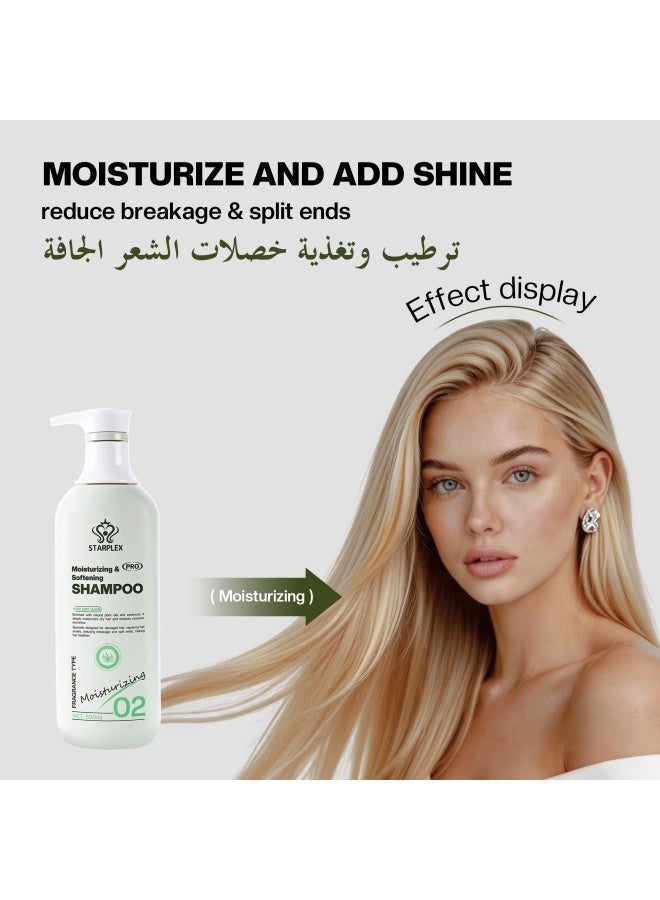 STARPLEX Moisturizing Shampoo 500ml - Pro Softening Formula for Dry Hair | Restores Shine & Repairs Split Ends | Reduces Breakage & Deep Nourishment - Image 1