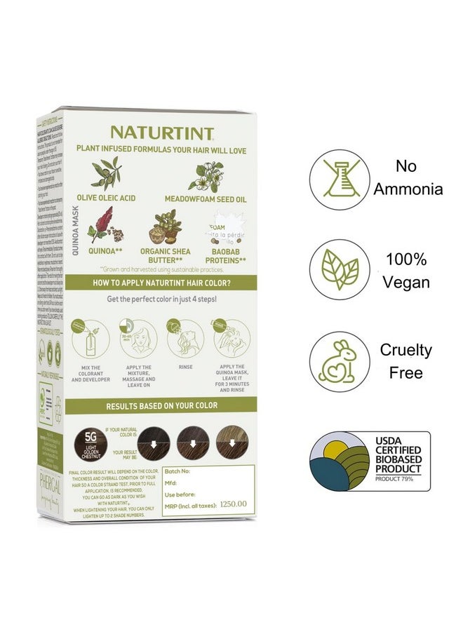 NATURTINT Permanent Hair Colour Light Golden Brown 5G | Grey Coverage Long Lasting Hair Colour 92% Natural Ingredients Usda Certified | Ammonia Free Vegan Hair Color Gel-5G Light Golden Chestnut 170Ml  - Image 3