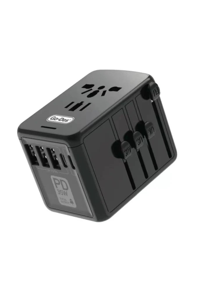GO-DES Go-Des GD-B616 All in One Worldwide AC Power Wall Charger Plug Universal Travel Adapter  - Image 1