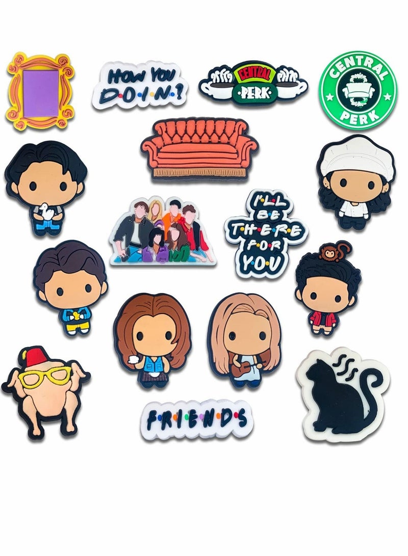 Excefore Shoe Decoration Charms, 16 PCS PVC Shoe Charms for Shoes Silicone Wristbands, PVC Shoe Charms for Croc, Different Shapes, Hole Hole Shoes Buckle, Party Gift for Kids and Teens Girls - Image 1