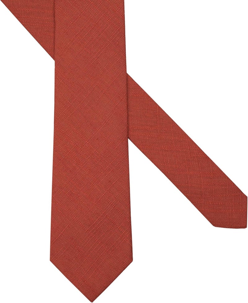 BELLUNO Men's Skinny Ties, Cotton Linen Blend 2.5 inch Solid Neckties - Image 3