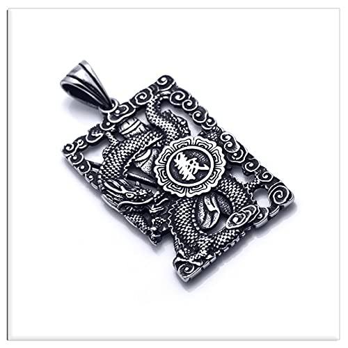 Xusamss Punk Rock Titanium Steel Warrior Guan Yu Dog Tag Pendant Necklace,24inches Box Chain - Image 4
