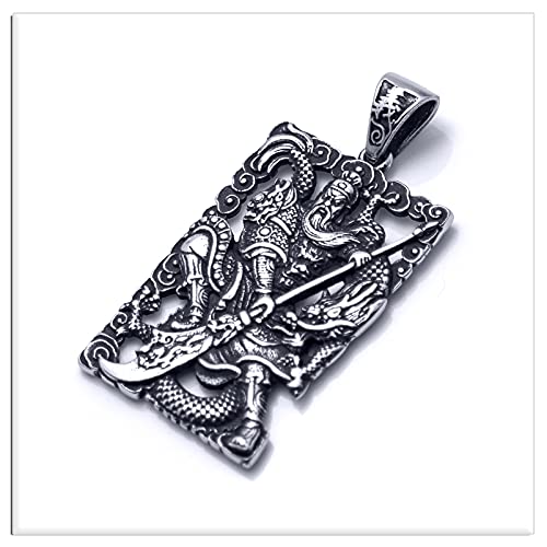Xusamss Punk Rock Titanium Steel Warrior Guan Yu Dog Tag Pendant Necklace,24inches Box Chain - Image 5
