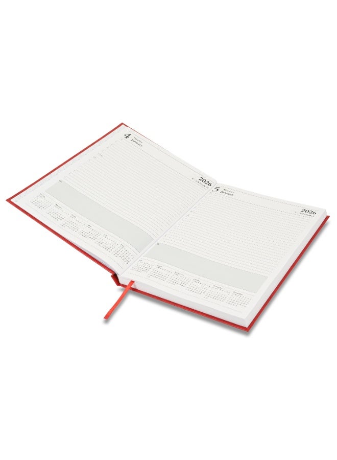 FIS 2026 Diary, A4 Size Diary(210x297mm), Hard Cover Vinyl Materials, 1 Day a Page, English, 60gsm White Paper, Red Color-FSDI41E26RE - Image 3