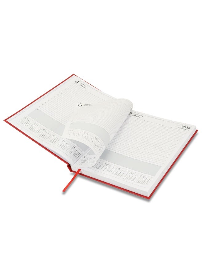 FIS 2026 Diary, A4 Size Diary(210x297mm), Hard Cover Vinyl Materials, 1 Day a Page, English, 60gsm White Paper, Red Color-FSDI41E26RE - Image 4
