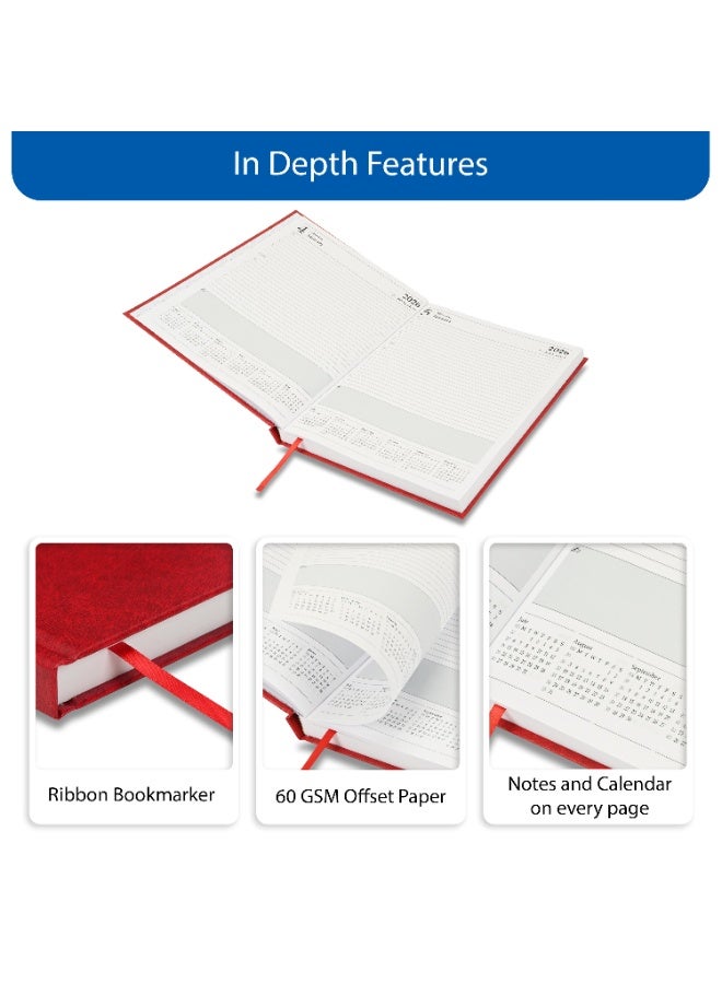 FIS 2026 Diary, A4 Size Diary(210x297mm), Hard Cover Vinyl Materials, 1 Day a Page, English, 60gsm White Paper, Red Color-FSDI41E26RE - Image 5
