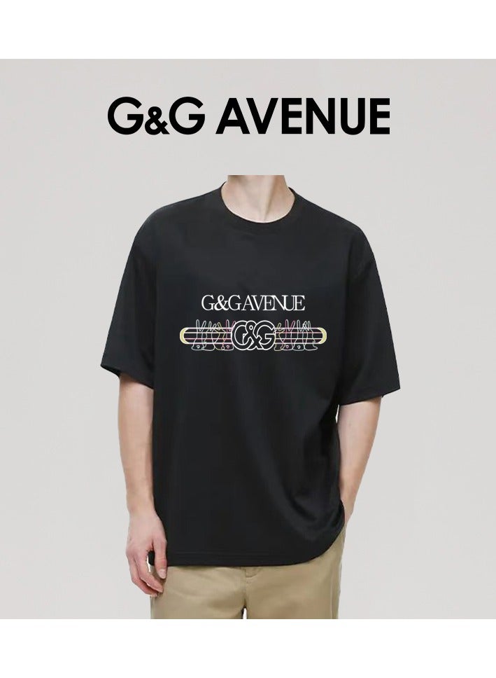 G&G AVENUE Heavy cotton fabric Unisex Summer New Product Unisex Pure Cotton European and American Fashion Brand High Street Solid Short sleeved Loose T-shirt One piece Casual Sports Wear Oversized  - Image 4