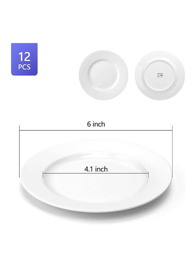 12Piece Porcelain Dinner Plates Round Dessert Or Salad Plate Dinnerware Sets LeadFree Safe In Microwave Oven And Freezer (6Inch White) - Image 4