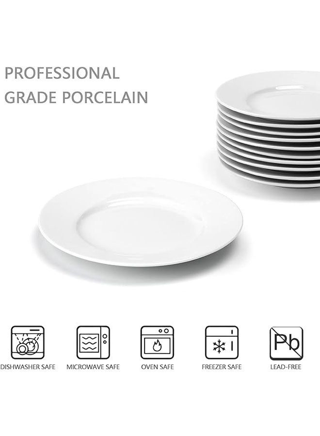 12Piece Porcelain Dinner Plates Round Dessert Or Salad Plate Dinnerware Sets LeadFree Safe In Microwave Oven And Freezer (6Inch White) - Image 2