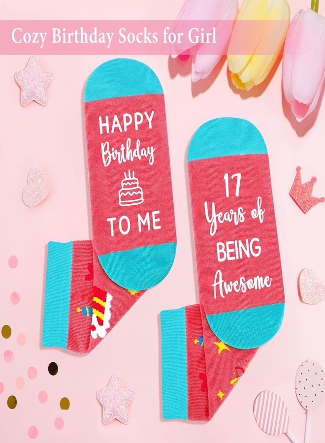 YENCHORN 17th Birthday Gifts for Girls Cool 17 Years Old Girl Gift Ideas Trending Birthday Gift for 17 Year Olds Girl Sweet Happy 17th Decorations Gifts for Teenage Girls with Tumbler Makeup Bag Comfort Socks - Image 4
