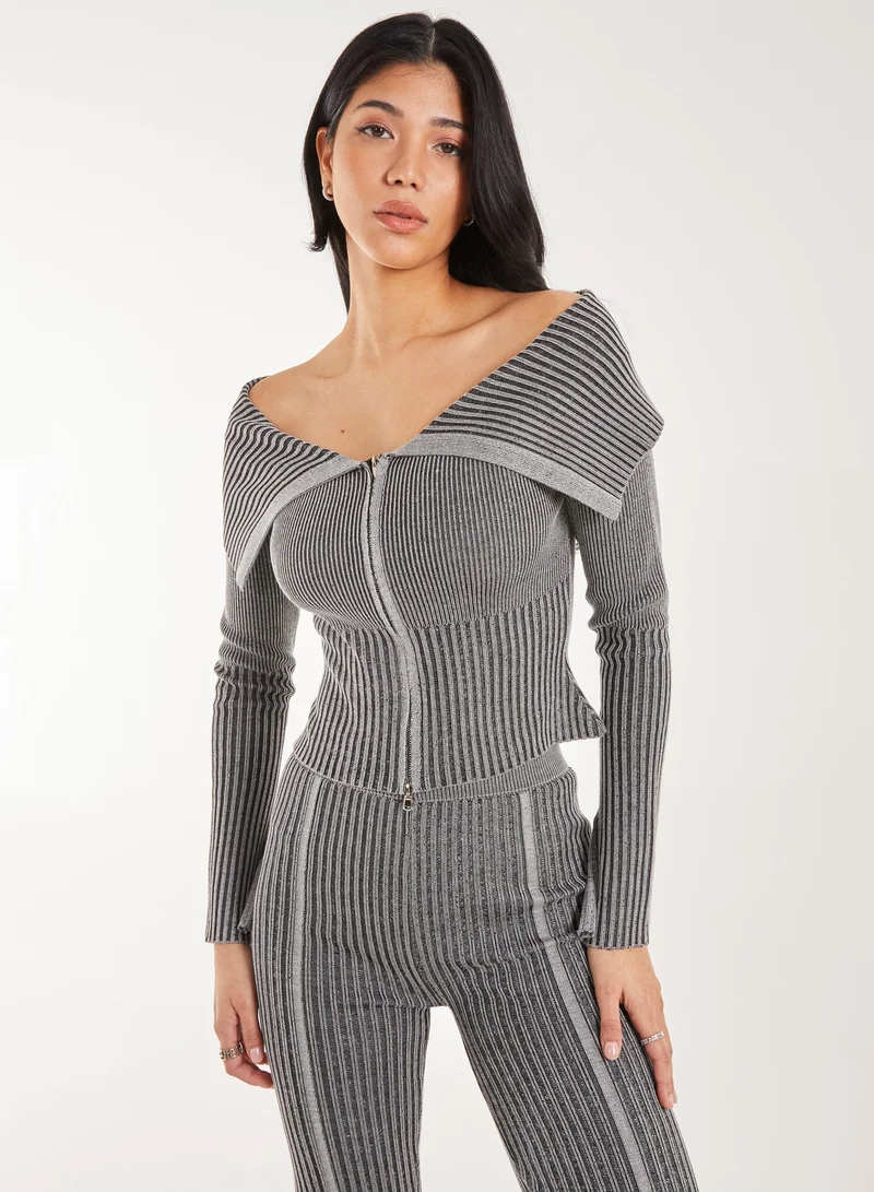 بينك فانيلا كارديجان مطوي بغسيل مضلع