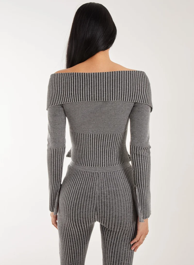 بينك فانيلا كارديجان مطوي بغسيل مضلع