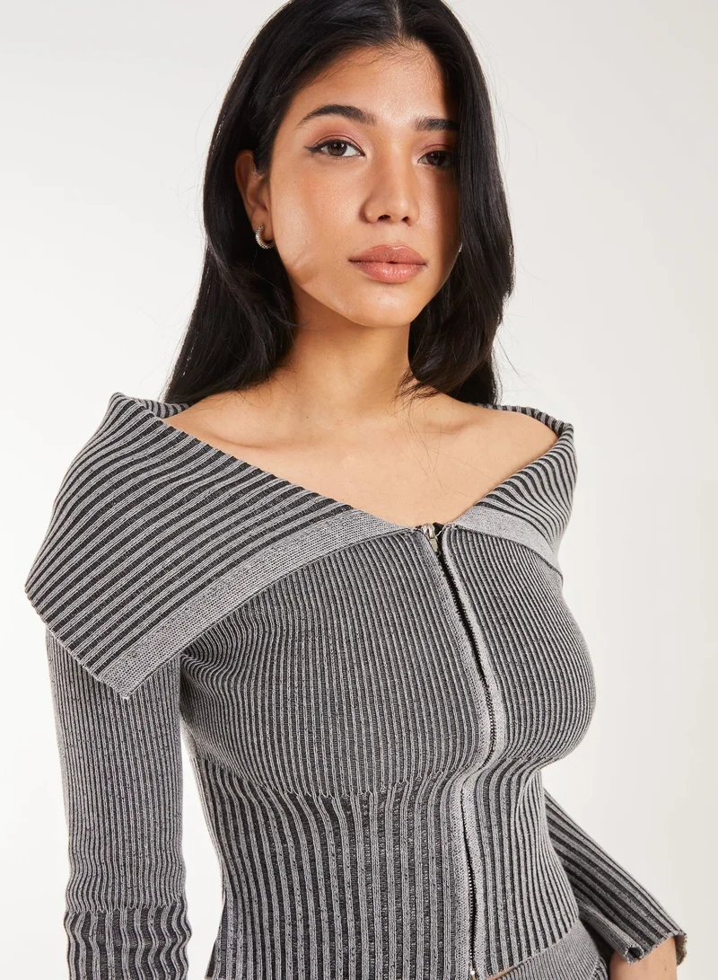 Pink Vanilla  Washed Rib Fold-Over Cardigan for Women | Best Price UAE