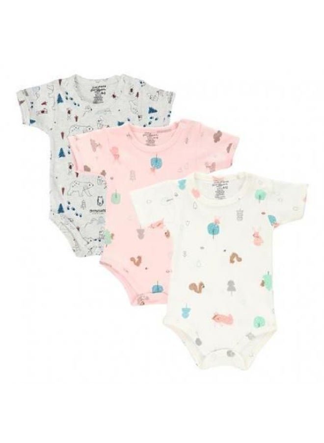 Funny Bunny - (3) Basic Half Sleeves Snap Closure Bodysuit - New Born - Image 1