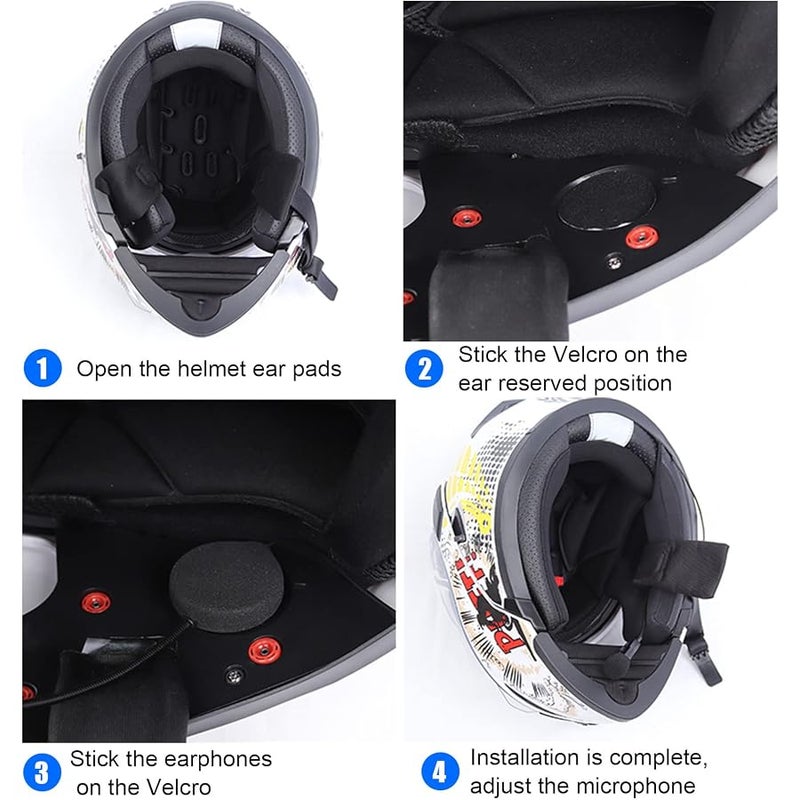 EJEAS E1+ Motorcycle Helmet Bluetooth 5.1 Headset, with CVC Noise Reduction Function and 3D Sound Effects, Motorbike helmet Headphone Speaker Can Connect 2 Mobile Phones - Image 5