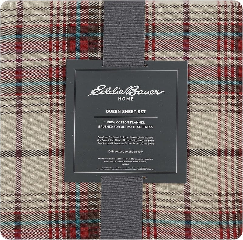 Eddie Bauer - Twin Sheet Set, Warm Breathable Cotton Flannel Bedding with Deep Pockets, Brushed for Extra Softness, Cozy Home Decor, Oeko-Tex Certified (Montlake Plaid, Twin) - Image 4