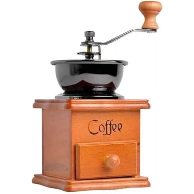 هالامودو مطحنة قهوة يدوية، مطحنة يدوية خشبية على الطراز القديم، مطحنة قهوة يدوية أسطوانية، مطحنة قهوة كلاسيكية، مطاحن قهوة يدوية بمقبض - Image 2