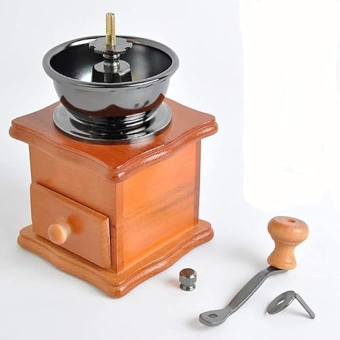 هالامودو مطحنة قهوة يدوية، مطحنة يدوية خشبية على الطراز القديم، مطحنة قهوة يدوية أسطوانية، مطحنة قهوة كلاسيكية، مطاحن قهوة يدوية بمقبض - Image 5