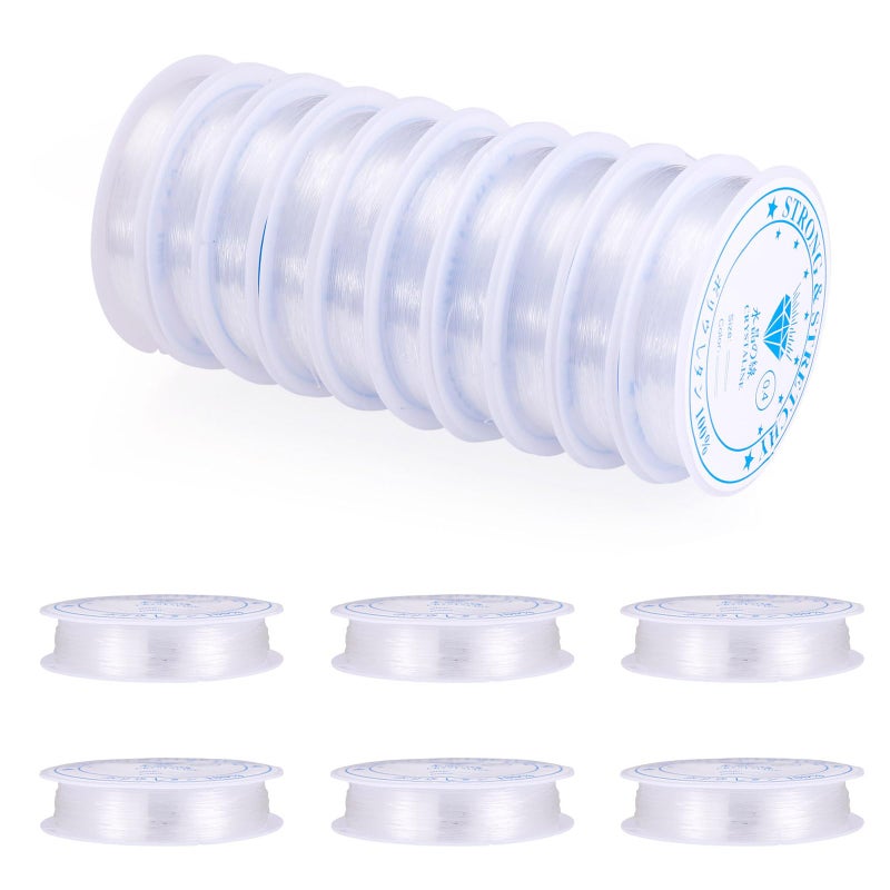 EEE ELECRELIVE Elecrelive 10 Rolls Elastic String for Bracelets, 0.4mm Clear Elastic Cord Stretchy Bracelet String Beads Crystal Thread for Jewelry Necklace Making - Image 1