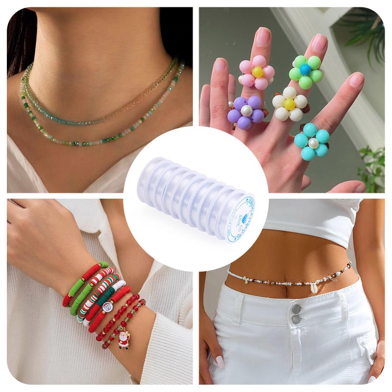 EEE ELECRELIVE Elecrelive 10 Rolls Elastic String for Bracelets, 0.4mm Clear Elastic Cord Stretchy Bracelet String Beads Crystal Thread for Jewelry Necklace Making - Image 5
