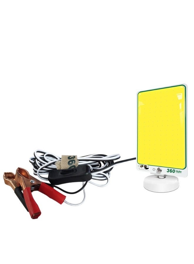 Generic 360 LED Light with magnetic base, long 3m wire with alligator clips, for outdoors, camping, on/off switch (White Light)  - Image 1