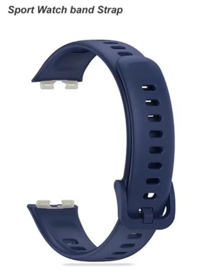 حزام بديل من السيليكون الناعم لساعة Huawei Band 9 متوافق مع Huawei Band 9 باللون الأزرق الداكن - Image 1