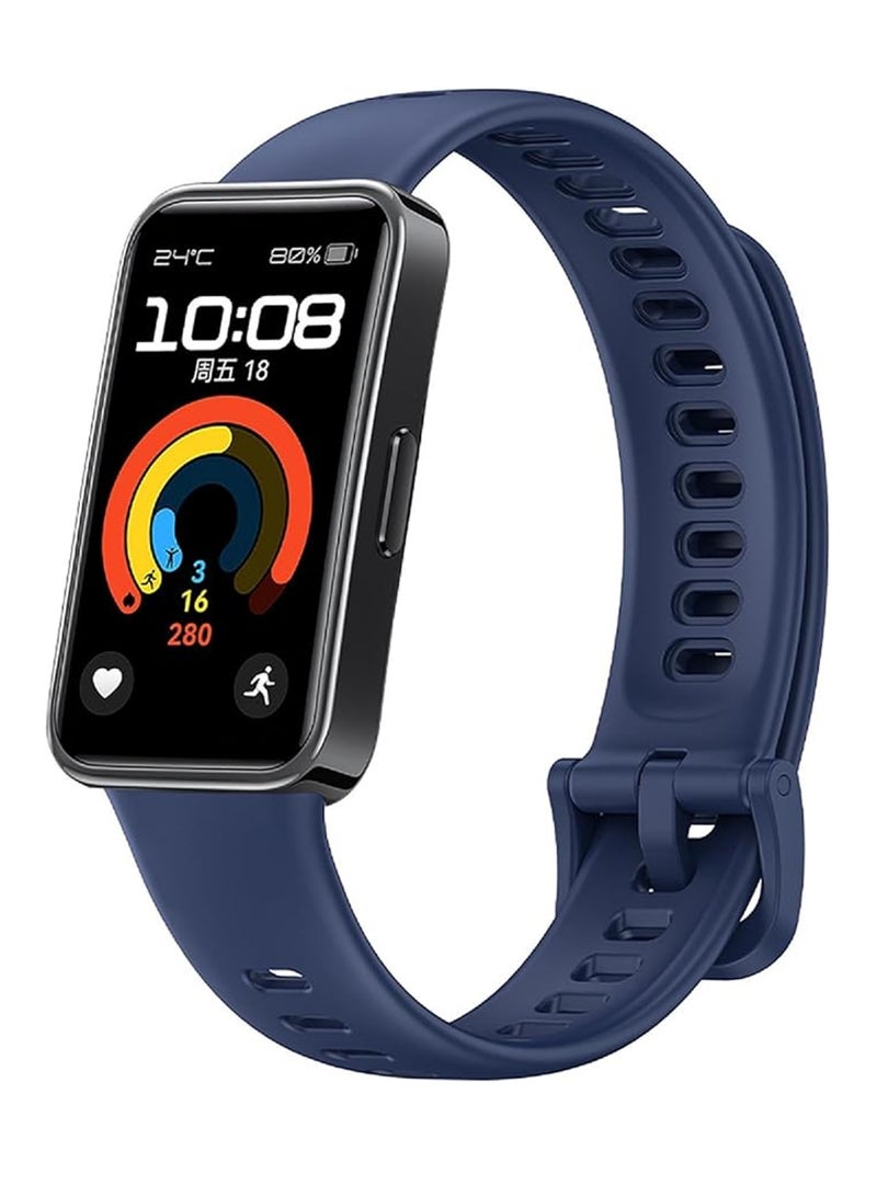 حزام بديل من السيليكون الناعم لساعة Huawei Band 9 متوافق مع Huawei Band 9 باللون الأزرق الداكن - Image 2