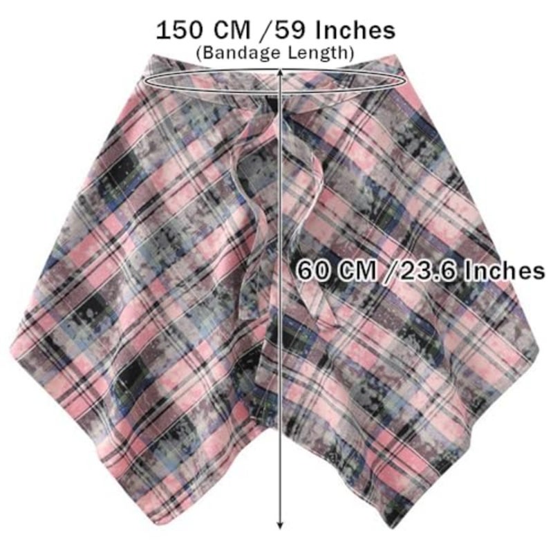 OULIGET Women's Grunge Mini Plaid Skirt, Hip-Hop One-Piece Tie Up Asymmetrical Skirt, Y2k Overlapping Jeans Decorate Skater - Image 4