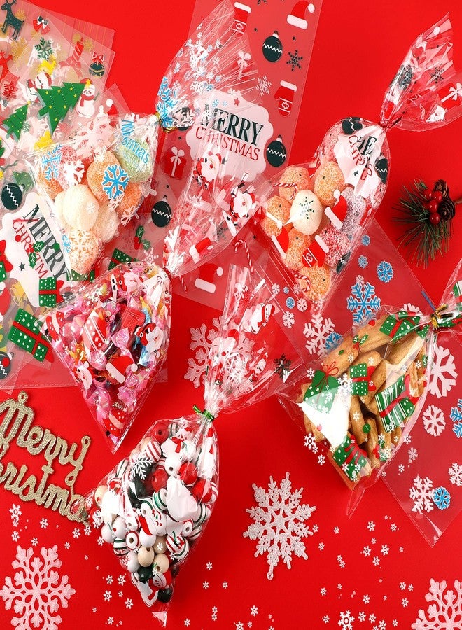 SANNIX 90Pcs Christmas Cellophane Bags, 5x10 Inch Treat Candy Bags with Twist Ties, Christmas Treat Bags for Christmas Party Favor Supplies, 9 Styles Candy Goodies Bags - Image 5