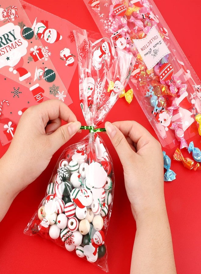 SANNIX 90Pcs Christmas Cellophane Bags, 5x10 Inch Treat Candy Bags with Twist Ties, Christmas Treat Bags for Christmas Party Favor Supplies, 9 Styles Candy Goodies Bags - Image 3