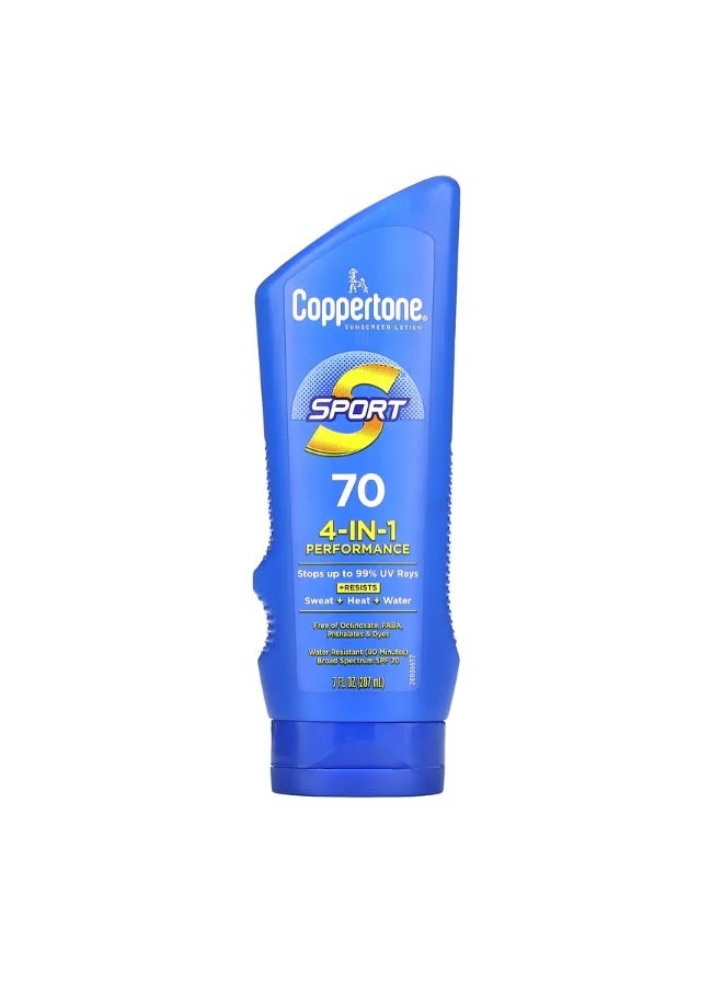 Coppertone Sport Sunscreen Lotion 4-In-1 Performance SPF 70 7 fl oz 207 ml - Image 1