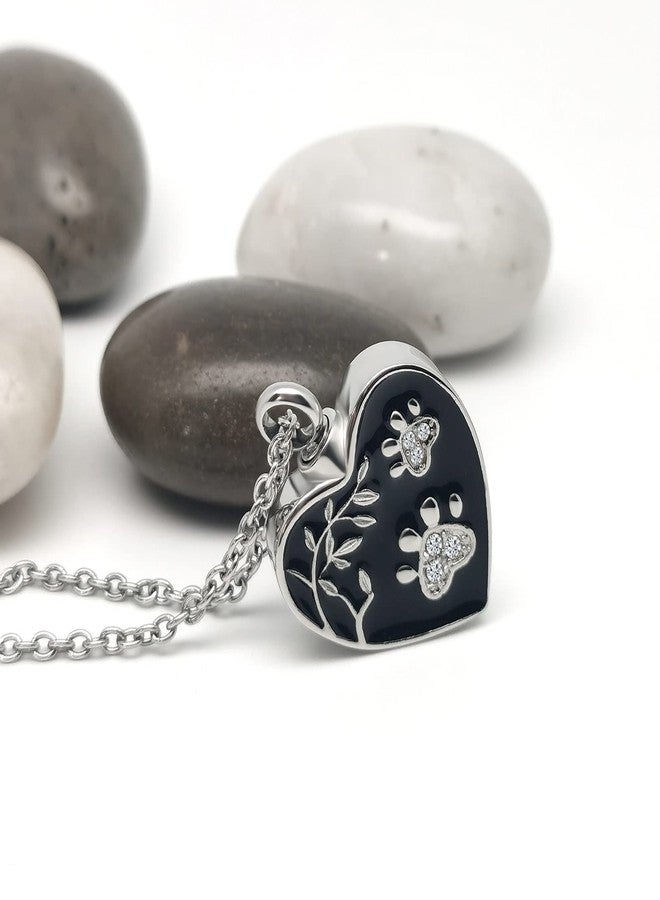 QeenseKc Heart Double Paw Print Urn Necklace for Cat Dog Pet Ashes Holder Cremation Keepsake Memorial Pendant Jewelry - Image 3