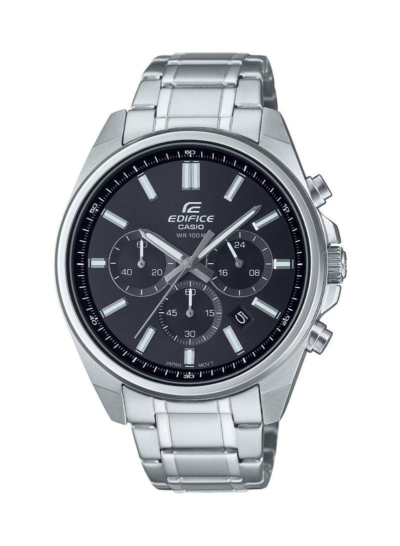 CASIO ساعة Edifice كرونوغراف للرجال بمينا سوداء وستانلس ستيل EFV-650D-1AV - Image 1
