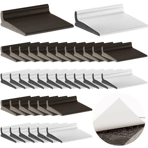 Pangda 50 Pcs Door Corner Seal L Shaped Self Adhesive Weather Stripping Door Frame Seal for Noise Reduction Interior Exterior Save EnergyBrown White - Image 1