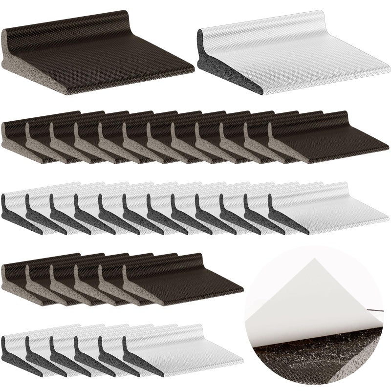 Pangda 50 Pcs Door Corner Seal L Shaped Self Adhesive Weather Stripping Door Frame Seal for Noise Reduction Interior Exterior Save EnergyBrown White - Image 2