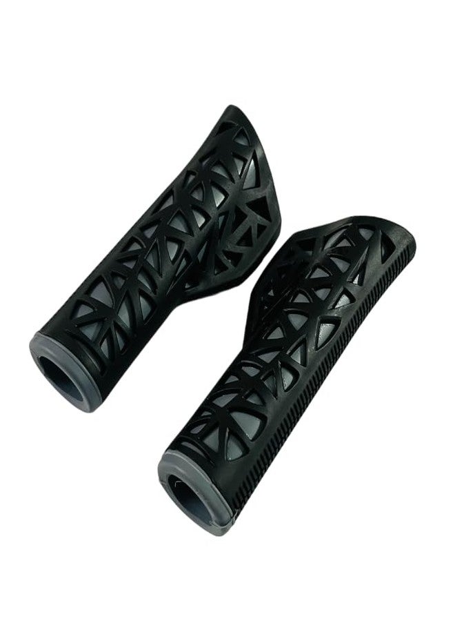 Shrenik Cycle Handle Grip 24-29 Inch Bicycle Hand Grip 125mm Length Soft Rubber Non Toxic Anti-Slip MTB/City Dual Colored (Black-Grey) - Image 2