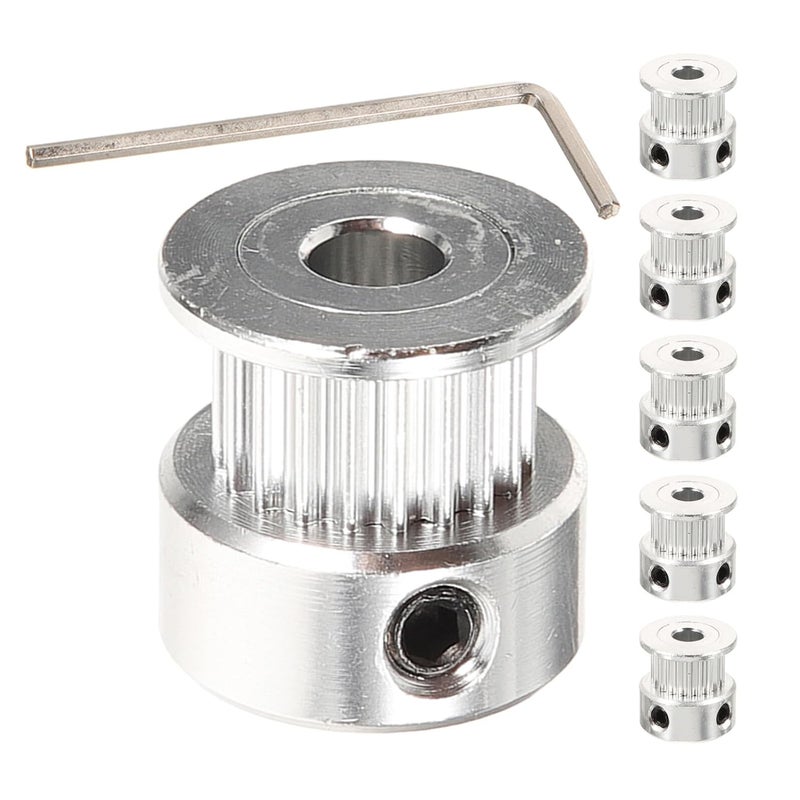 6pcs Gt2 Timing Pulley Wheel 20 Teeth 5mm Bore for 6mm Belt with M4 Allen Wrench, Synchronous Gear Wheels Kit for 3D Printer Belt Drive and Printer Repair Supplies - Image 1