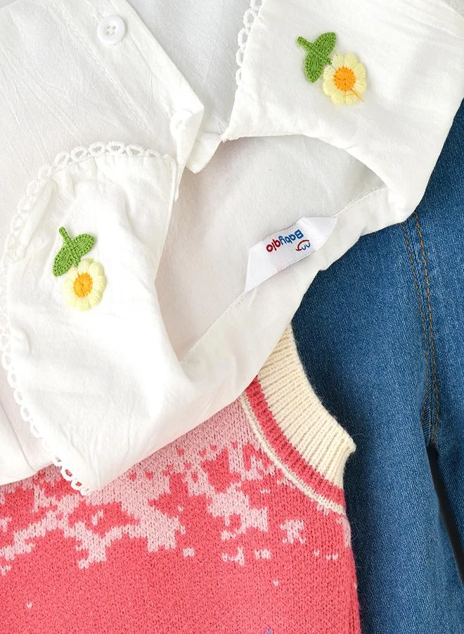بيبي كلو Vintage Floral Knit Set of 3 Pieces for Girls