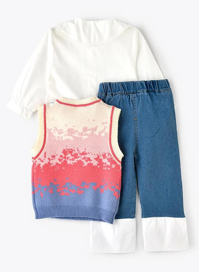 بيبي كلو Vintage Floral Knit Set of 3 Pieces for Girls