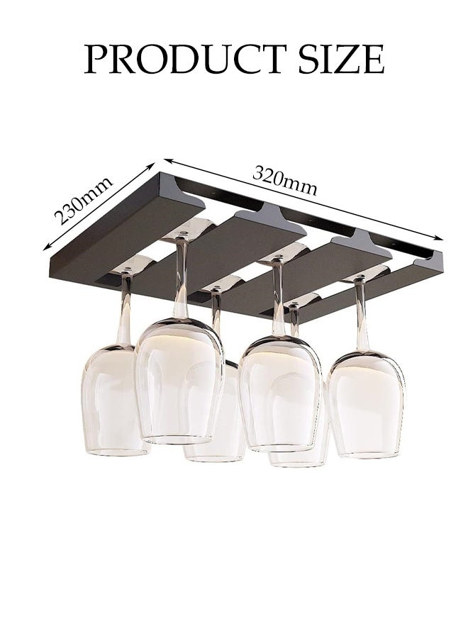 DUNISO Hanging Cup Rack Metal Wall Mounted Wine Cup Rack Stainless Steel Under Cabinet Wine Rack Glass Holder Hanging Hanger Chrome Stemware Holder for Bar Kitchen - Image 4