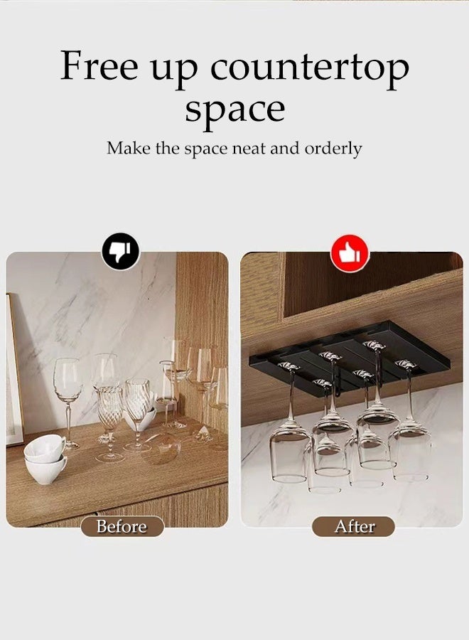 DUNISO Hanging Cup Rack Metal Wall Mounted Wine Cup Rack Stainless Steel Under Cabinet Wine Rack Glass Holder Hanging Hanger Chrome Stemware Holder for Bar Kitchen - Image 3