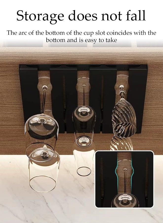 DUNISO Hanging Cup Rack Metal Wall Mounted Wine Cup Rack Stainless Steel Under Cabinet Wine Rack Glass Holder Hanging Hanger Chrome Stemware Holder for Bar Kitchen - Image 2