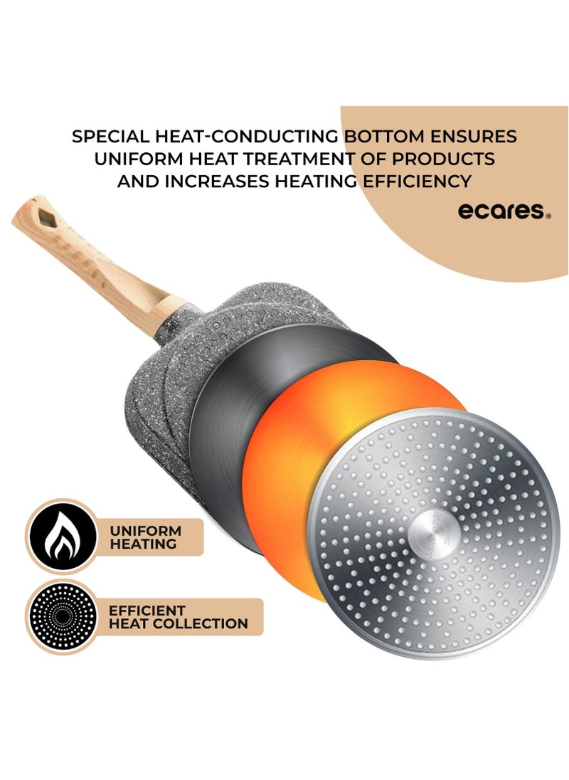 ECARES - ECARES® Non-Stick Egg Frying Pan, Four-Cup Medical Stone Egg Pan, Ergonomic Egg Frying Pan, Granite Egg Cooker Pan, Pancake Maker, Suitable Gas Stoves & Induction Cooktops, 100% PFOS & PFOA-Free,Black - Image 1