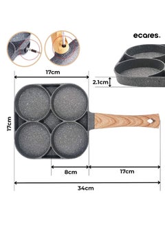 ECARES ECARES® Non-Stick Egg Frying Pan, Four-Cup Medical Stone Egg Pan, Ergonomic Egg Frying Pan, Granite Egg Cooker Pan, Pancake Maker, Suitable Gas Stoves & Induction Cooktops, 100% PFOS & PFOA-Free,Black  - Image 3