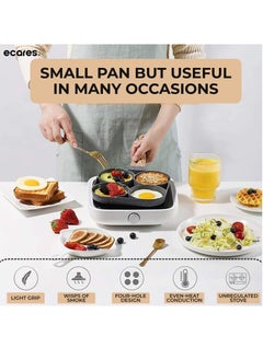 ECARES ECARES® Non-Stick Egg Frying Pan, Four-Cup Medical Stone Egg Pan, Ergonomic Egg Frying Pan, Granite Egg Cooker Pan, Pancake Maker, Suitable Gas Stoves & Induction Cooktops, 100% PFOS & PFOA-Free,Black  - Image 5