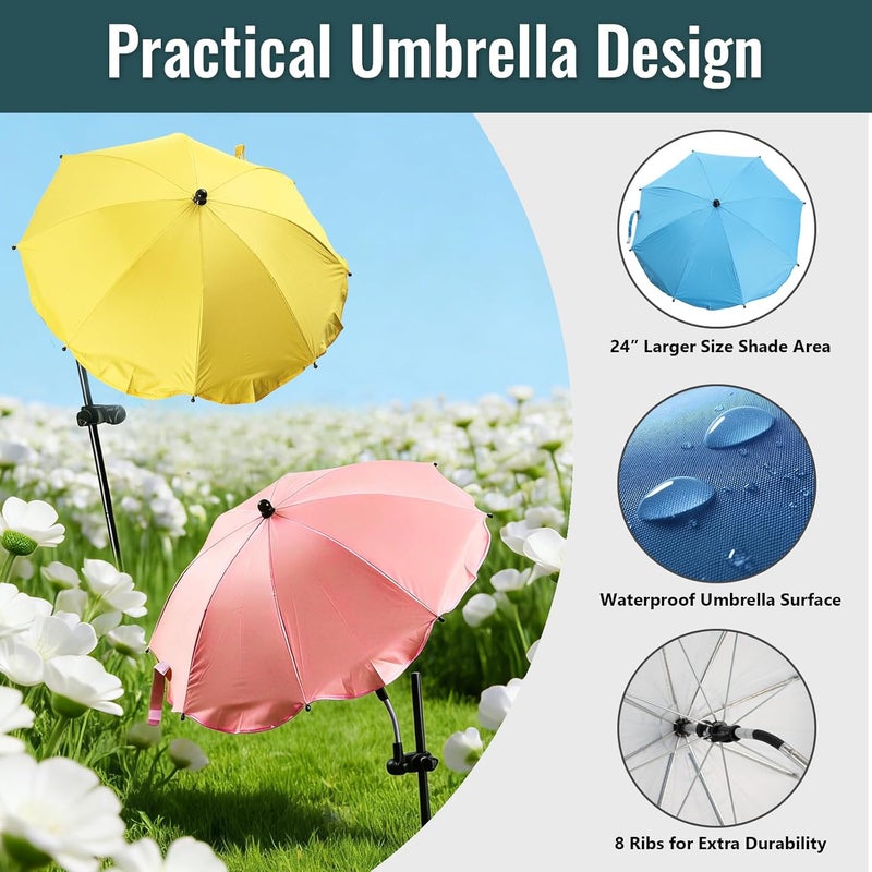 UIABOPZ 3 Pack Plant Umbrellas for Outdoor Plants, 24" Larger Flower Umbrella with Continuously Adjustable Height & Angle, Shade for Plants, 54" Higher Plant Umbrella for Potted Plants, Flowers, Garden Beds - Image 5